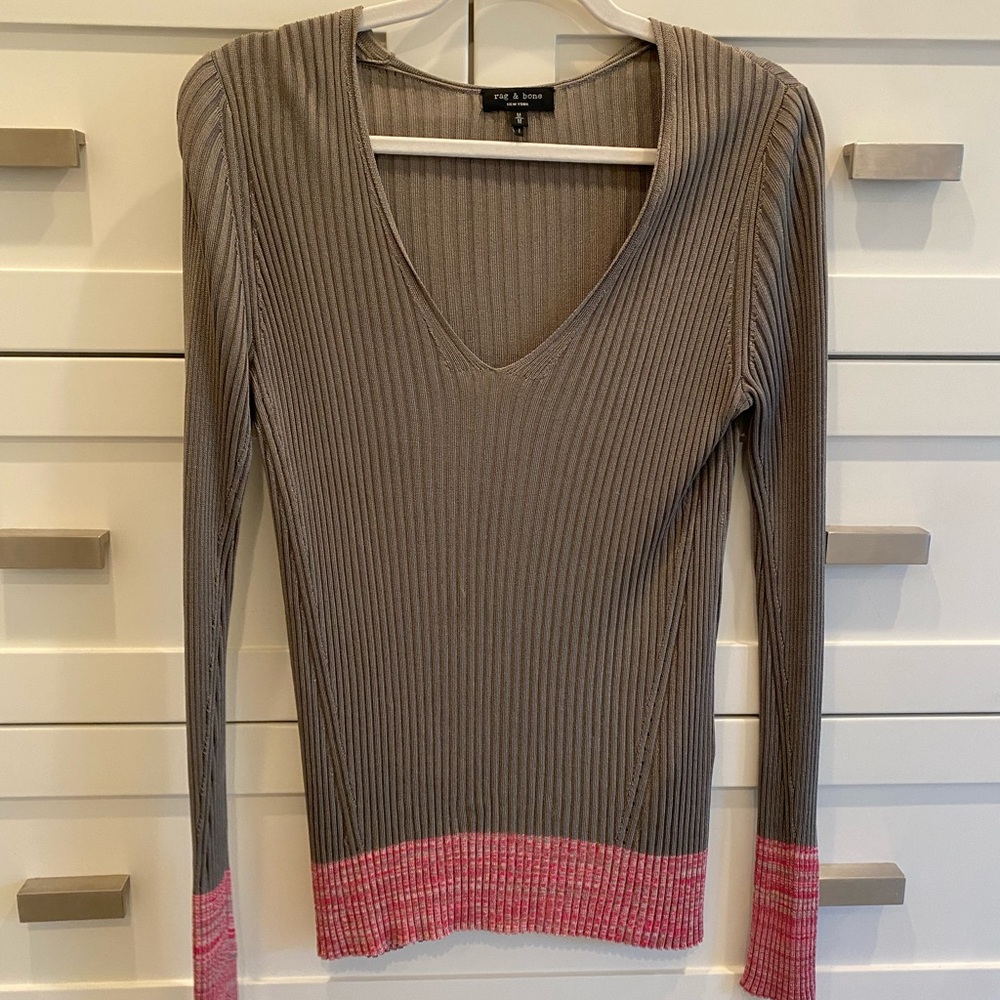 Rag & Bone Taupe Ribbed Sweater